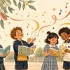 Australian primary school kids reading and making music together — Book Week 2026 Symphony of Stories