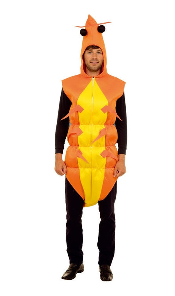 Adult Prawn Costume - Novelty Shrimp Seafood Tunic with Hood