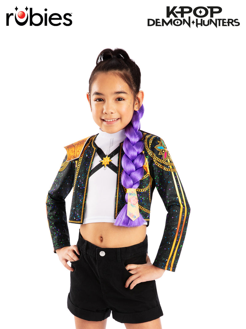 Kids K-POP Demon Hunters Rumi purple clip-on hair braid with floral tail tie
