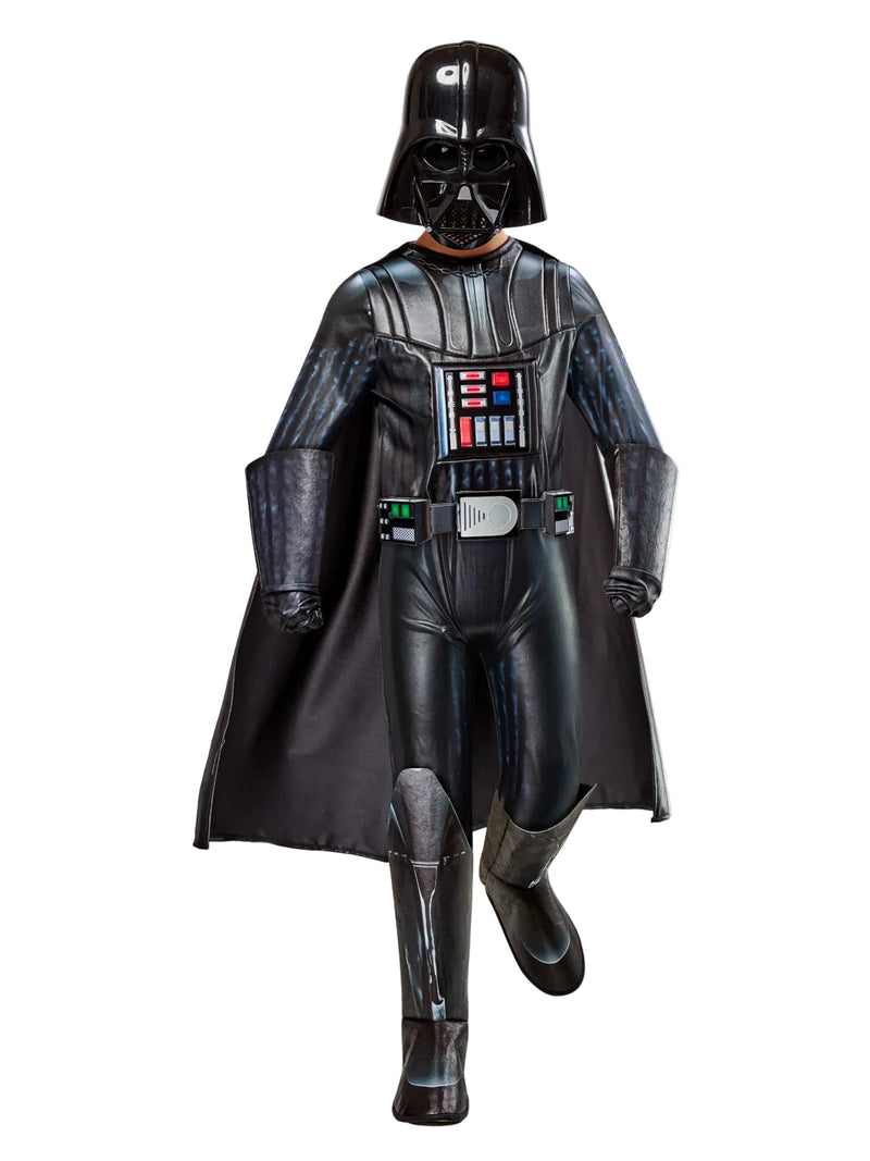Kids Darth Vader premium padded costume with molded mask and cape - front view