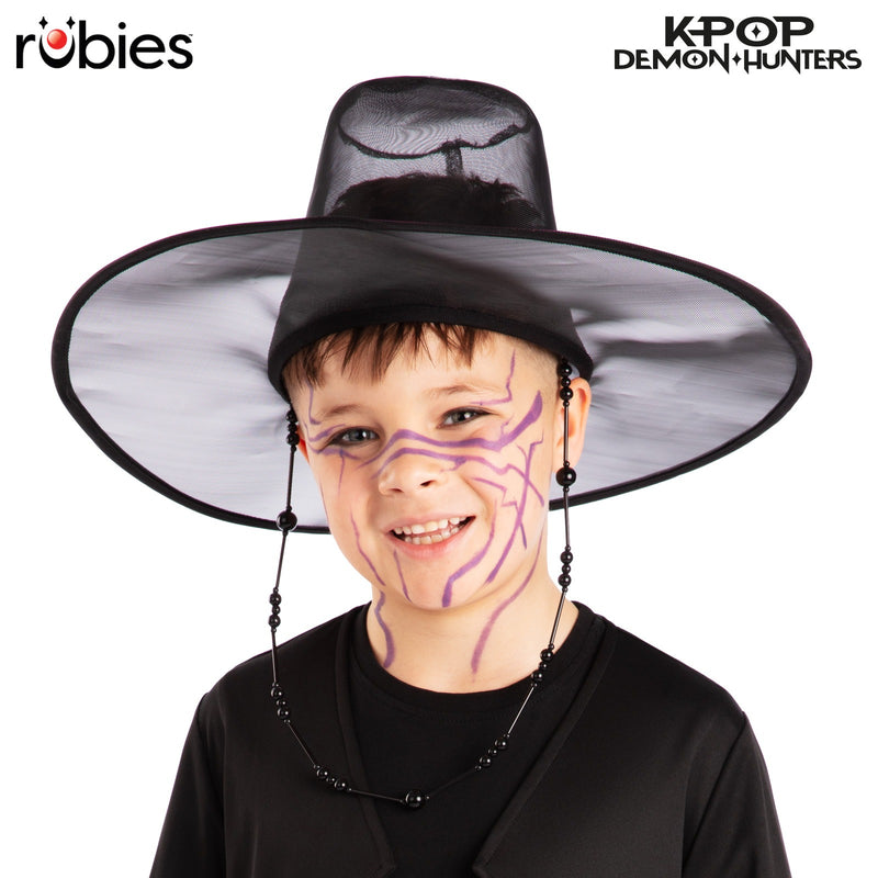 Kids K-Pop Demon Hunters Jinu Hat black mesh crown with wide brim