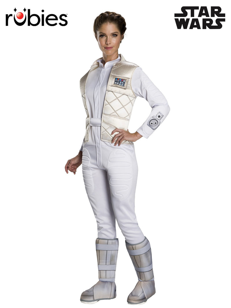 Womens Star Wars Princess Leia Hoth costume white jumpsuit with quilted vest