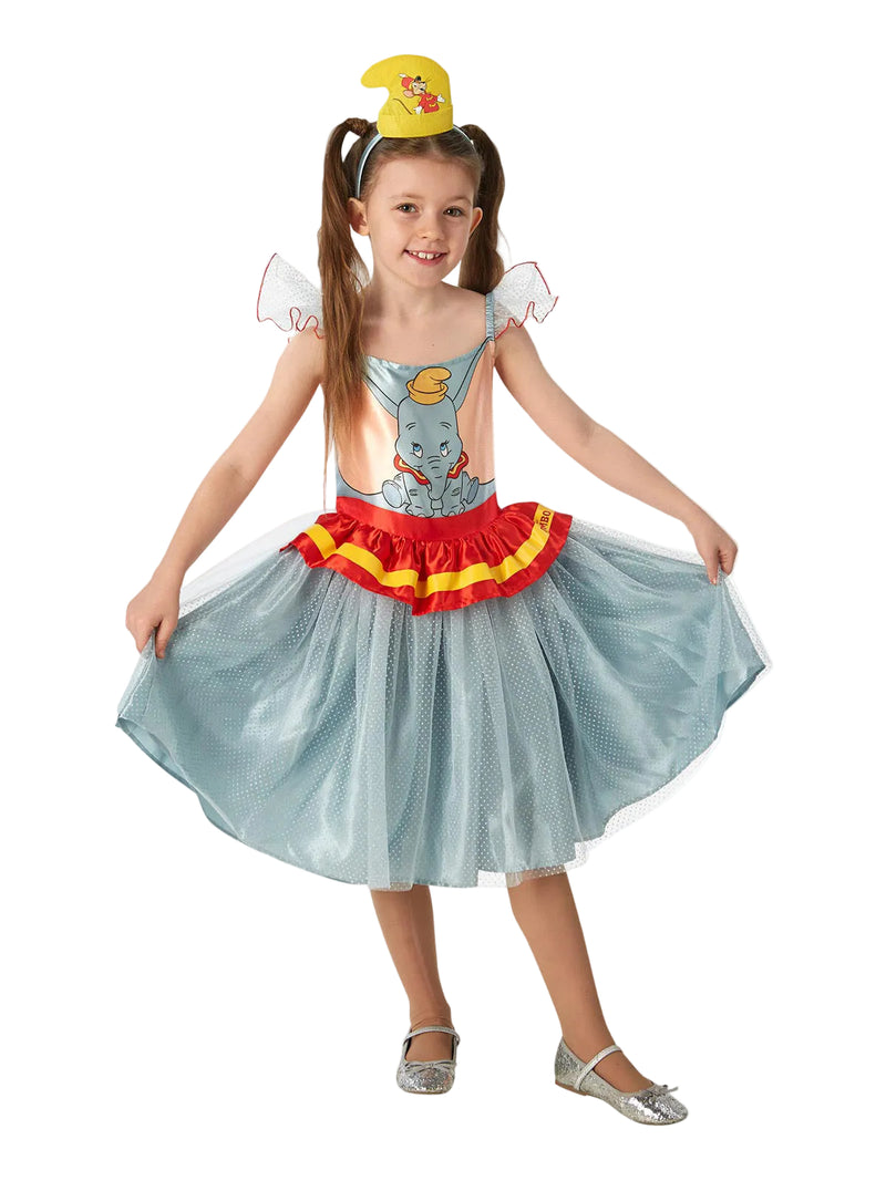 Kids Dumbo tutu dress costume with glitter skirt and circus hat headband