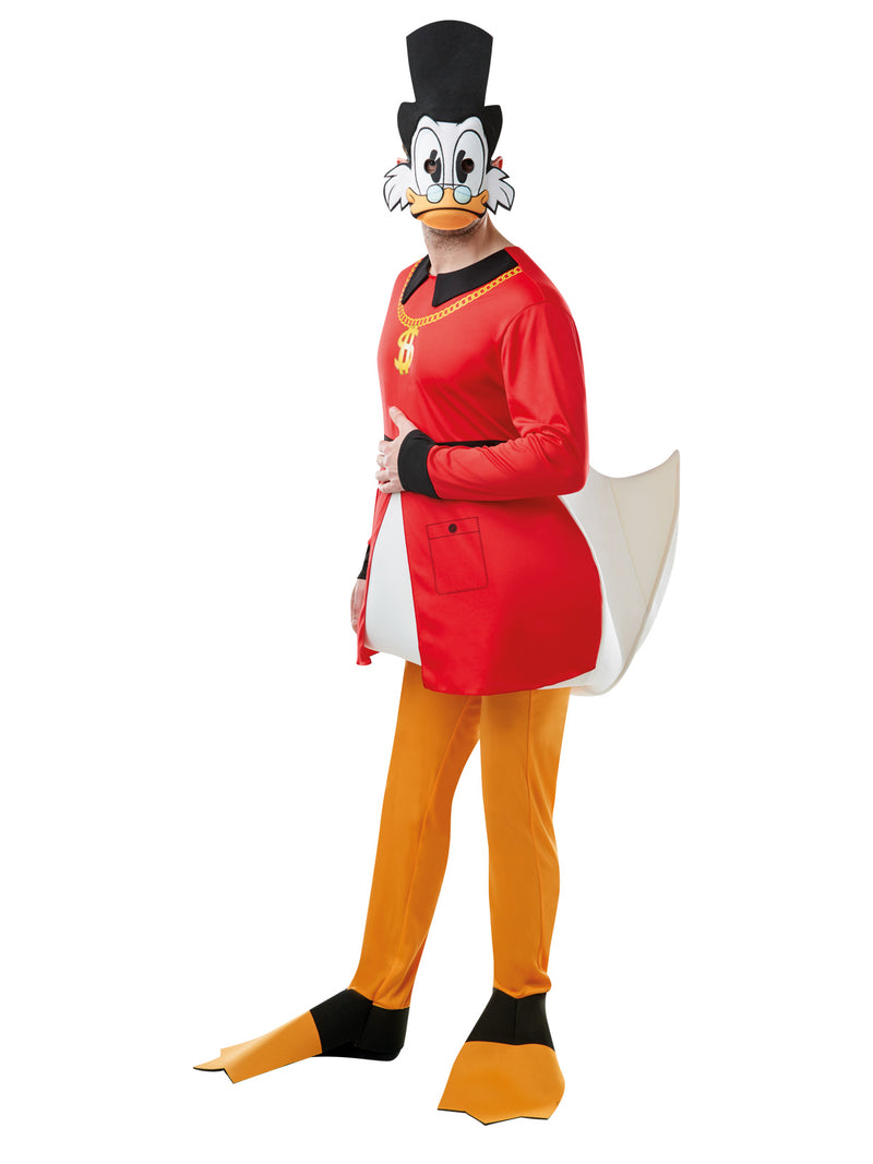 Disney Scrooge McDuck character suit showing shaped duck body and white tail feathers