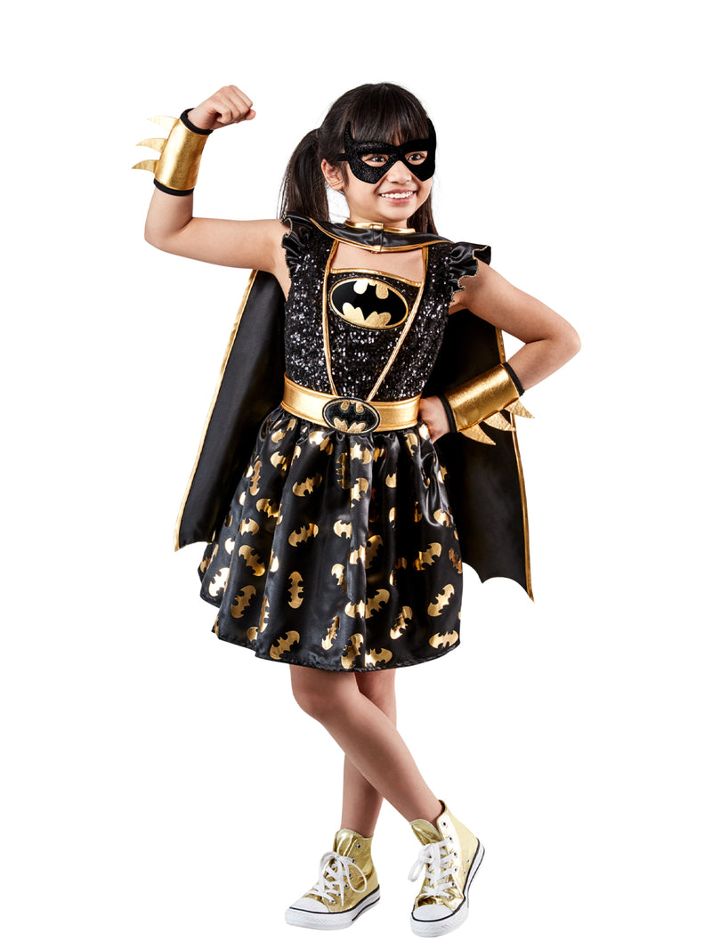 DC Batgirl superhero costume dress with detachable cape and bat logo
