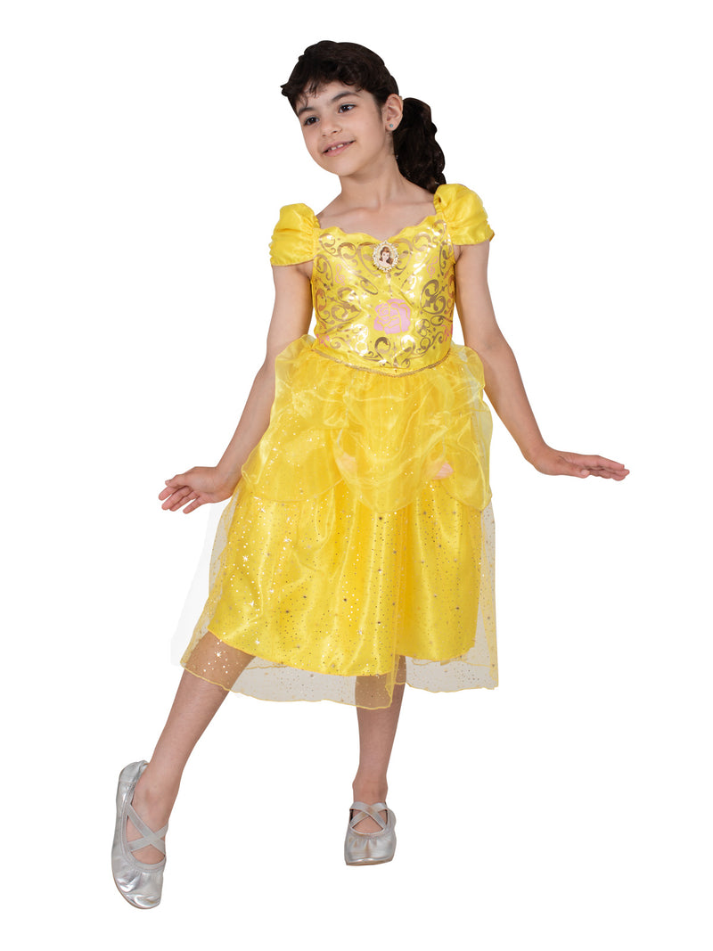 Licensed Belle princess gown - ornate scrollwork bodice and full-length satin skirt for Book Week