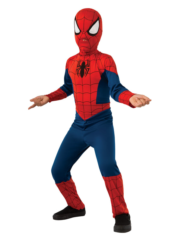 Child wearing full Spider-Man costume - jumpsuit and mask set