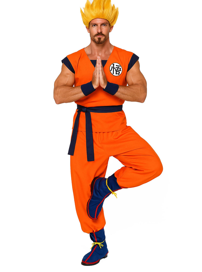 Adult Anime Warrior Costume - Orange Martial Arts Gi Cosplay Set