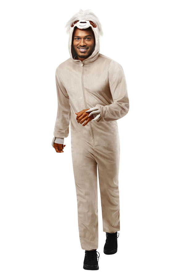Adult Sloth Onesie Costume - Plush Animal Jumpsuit with Hood & Claws