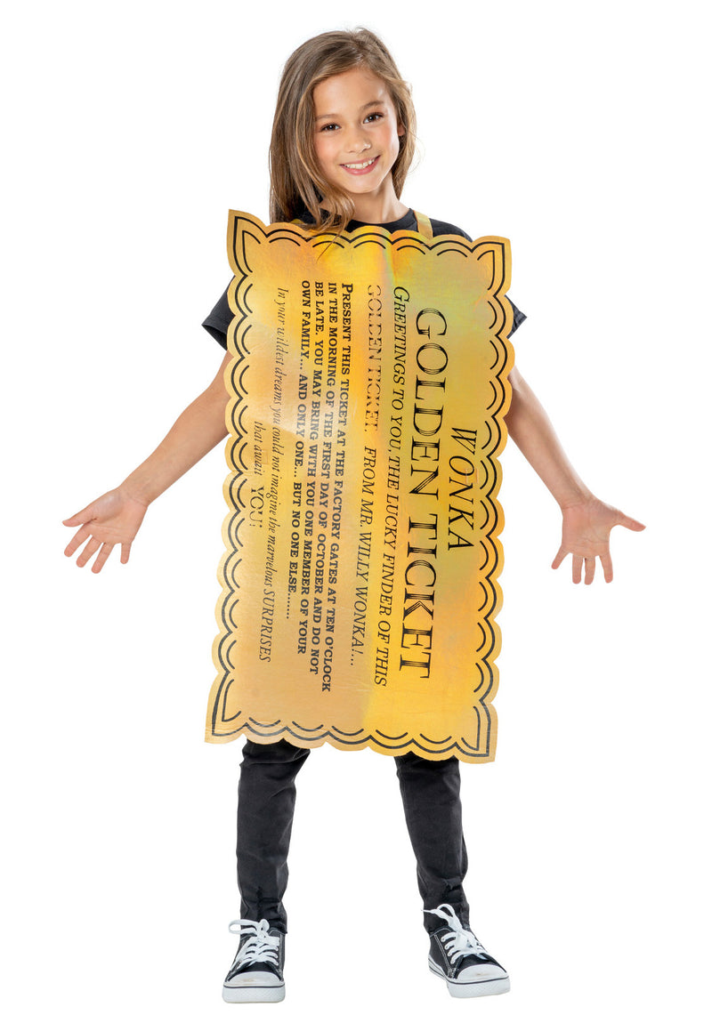 Kids Golden Ticket Costume - Roald Dahl Charlie Chocolate Factory