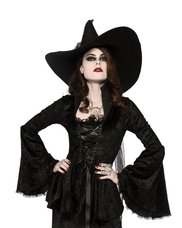 Witch Hat & Velvet Top Costume Ladies