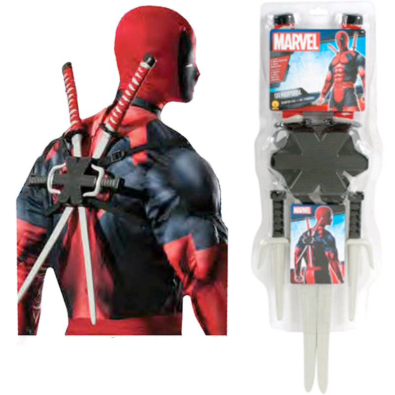 Adult Deadpool Weapons Set - Marvel Katana & Sai Backpack Accessory