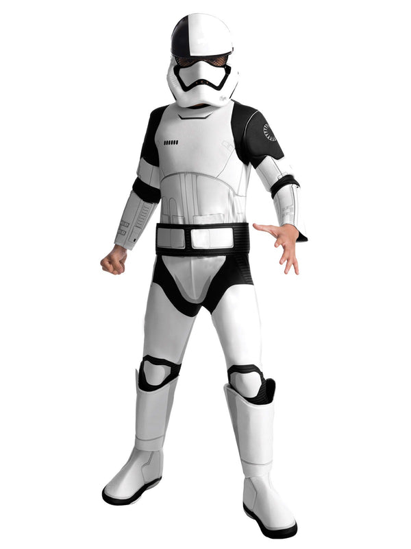 Kids Stormtrooper Executioner Deluxe Costume - full padded jumpsuit with digital armour print and moulded mask, front view