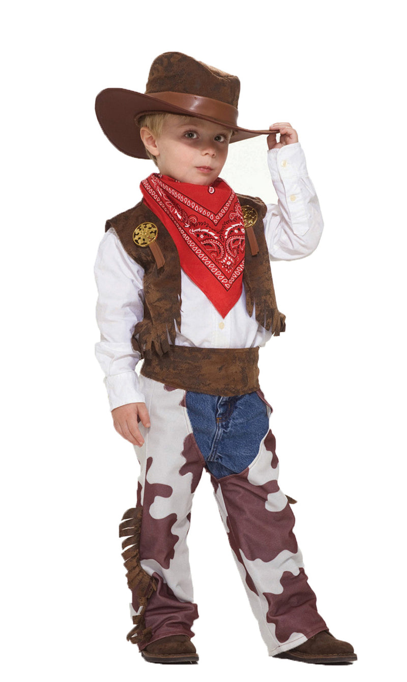 Kids Cowboy Costume - Wild West Rancher Vest, Chaps & Hat Set