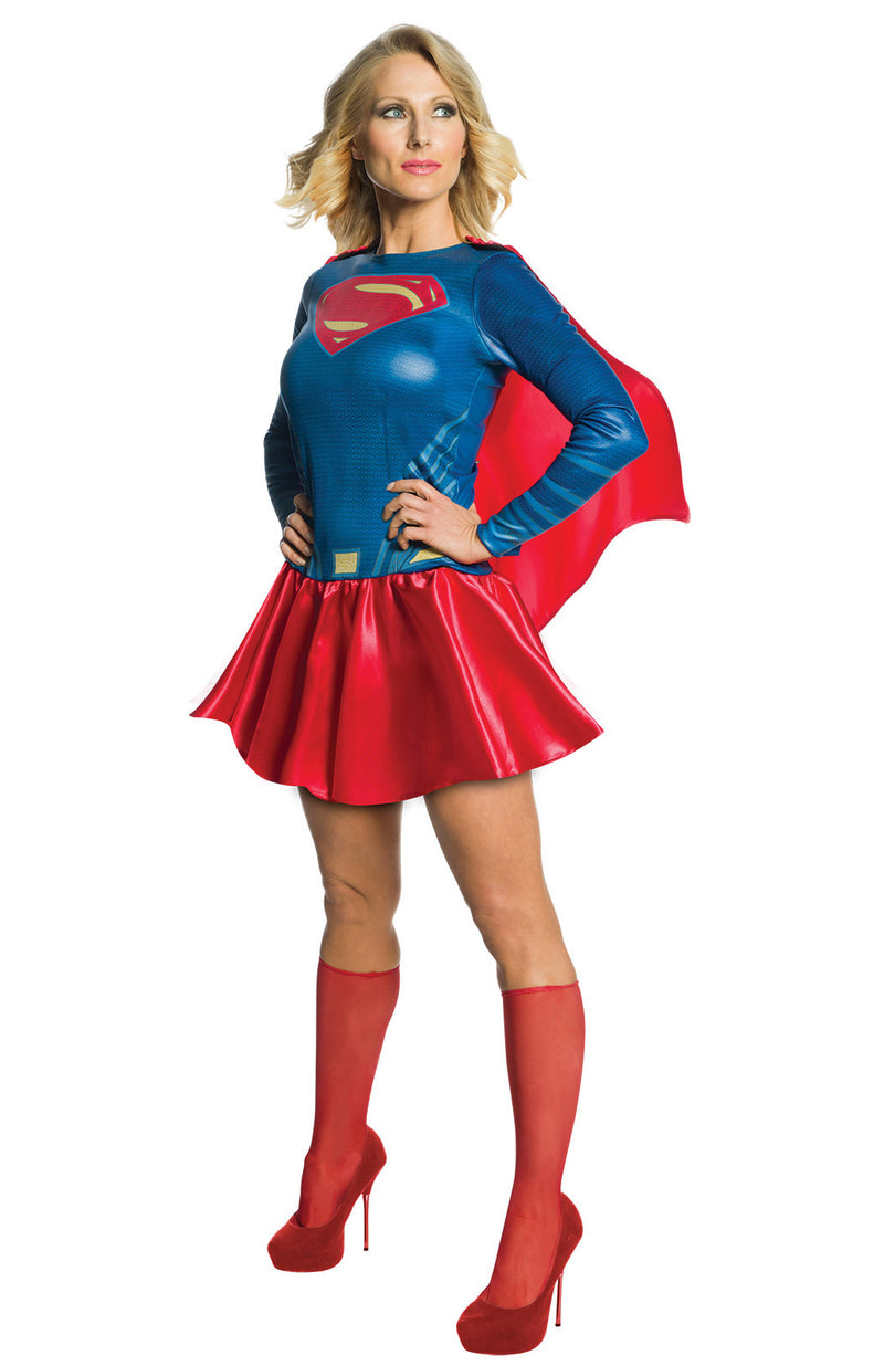 Womens Supergirl Costume - DC Comics Superhero Dress with Cape