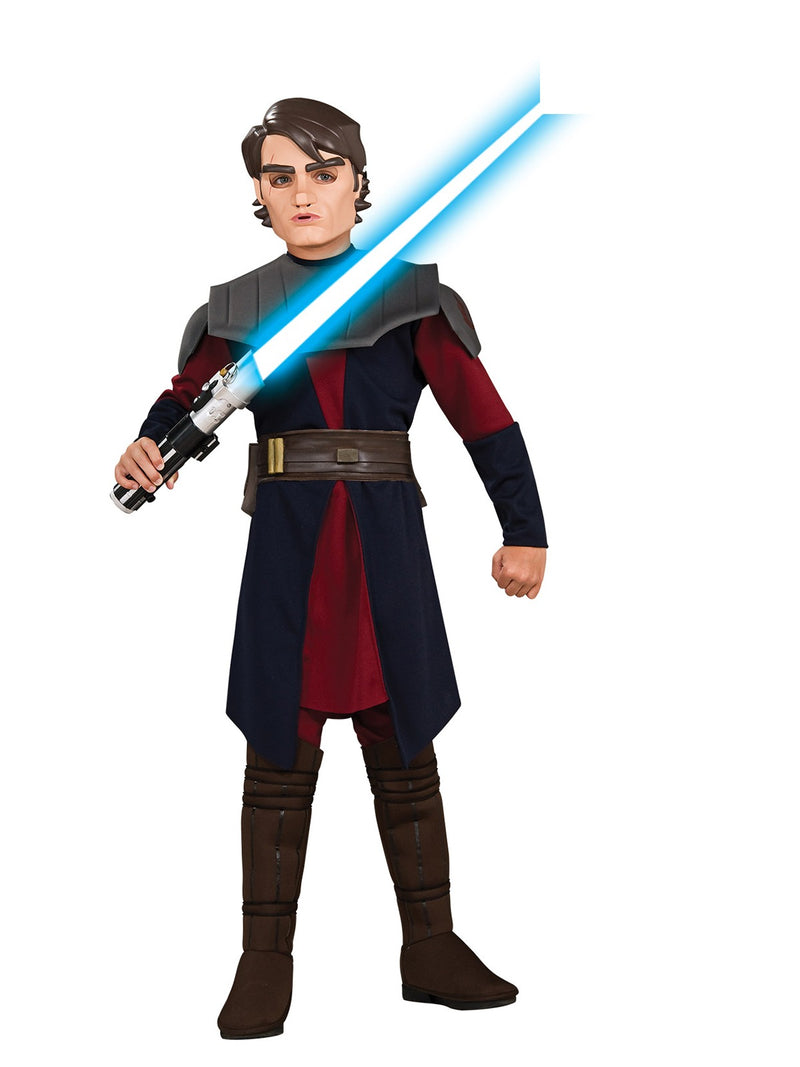 Kids Boys Anakin Skywalker (Clone Wars) Costume hero full front view - child wearing complete Jedi/Sith costume set