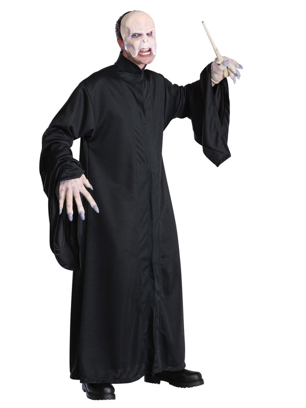 Adult Dark Wizard Villain Costume - Black Robe & Face Mask Set