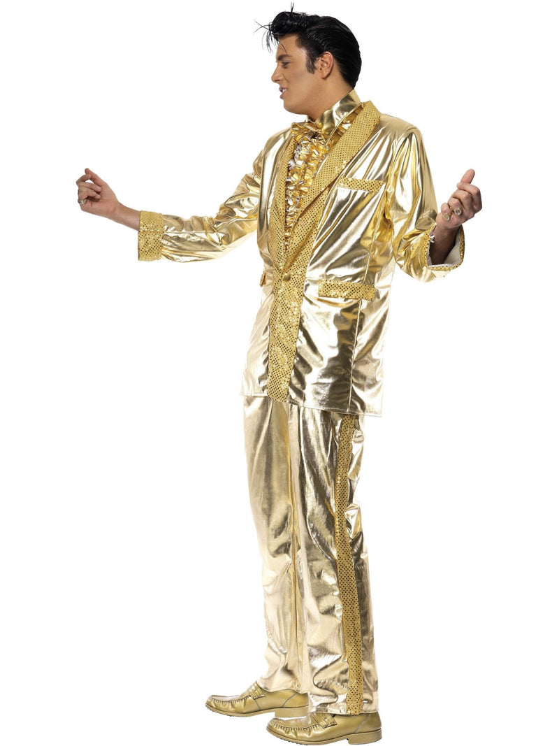 Elvis Presley Costume Mens 70s Gold Jumpsuit Licensed
