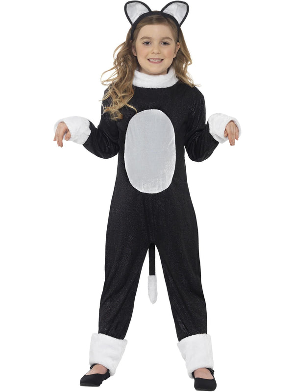 Kids Black Cat Costume - Tuxedo Cat Jumpsuit with Ears
