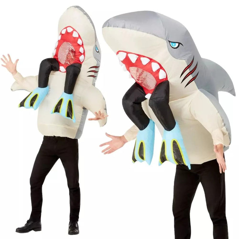 Adult Inflatable Shark Attack Costume - Diver Being Eaten Novelty Suit