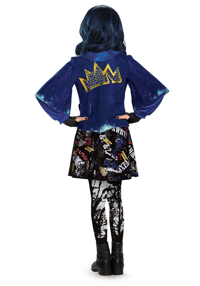 Girls blue costume jacket with gold crown design on the back