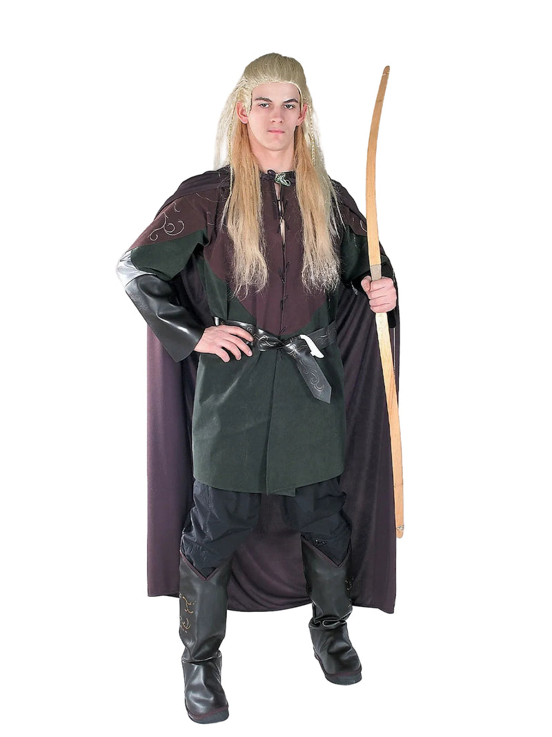 Adult Legolas costume with printed elven tunic and green overlay