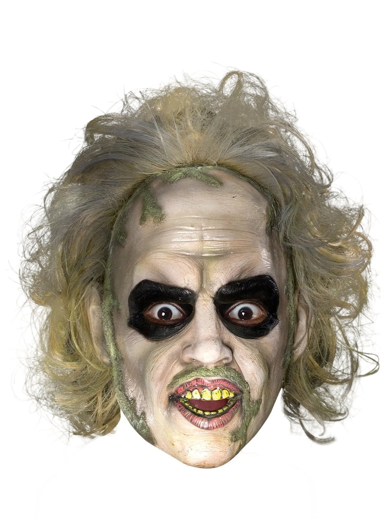 Adult Beetlejuice mask front view showing painted decay details and grimacing face