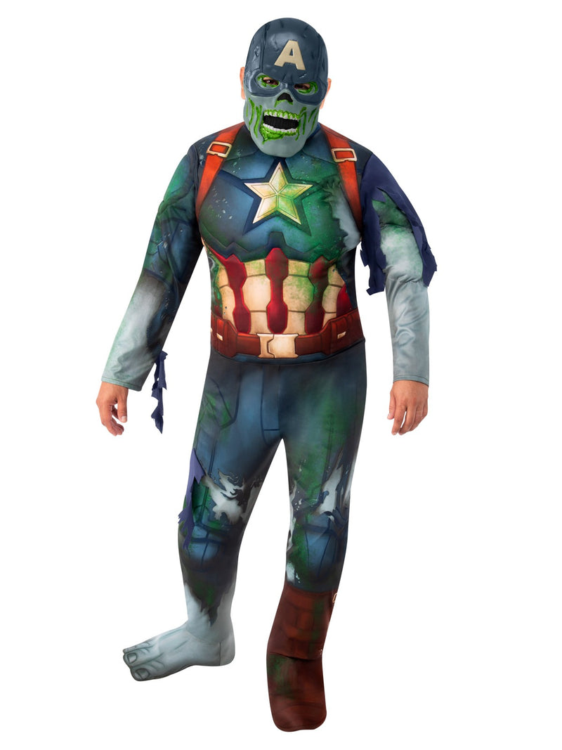 Marvel What If Zombie Captain America half-mask with moulded skull features and glowing green eyes