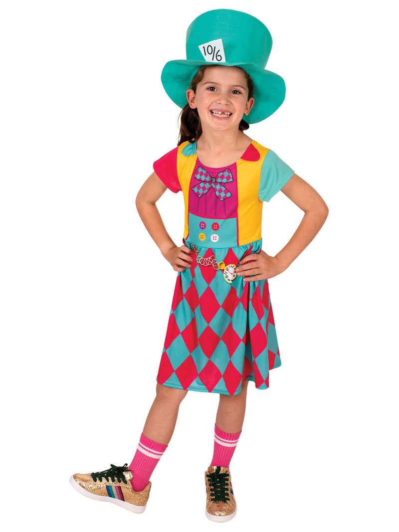 Kids Mad Hatter Costume - Girls Alice in Wonderland Dress & Hat