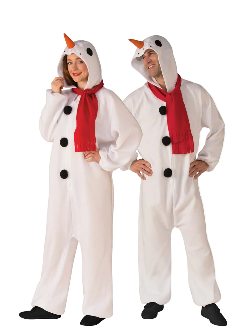 Adult Christmas Snowman Onesie with 3D carrot nose and coal buttons