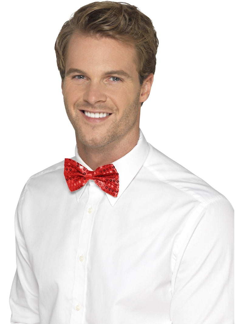 Red sequin bow tie for adult costume accessory