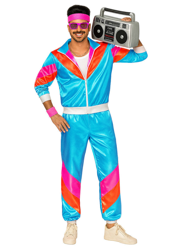 Mens 80s Shell Suit Costume - Retro Turquoise Tracksuit