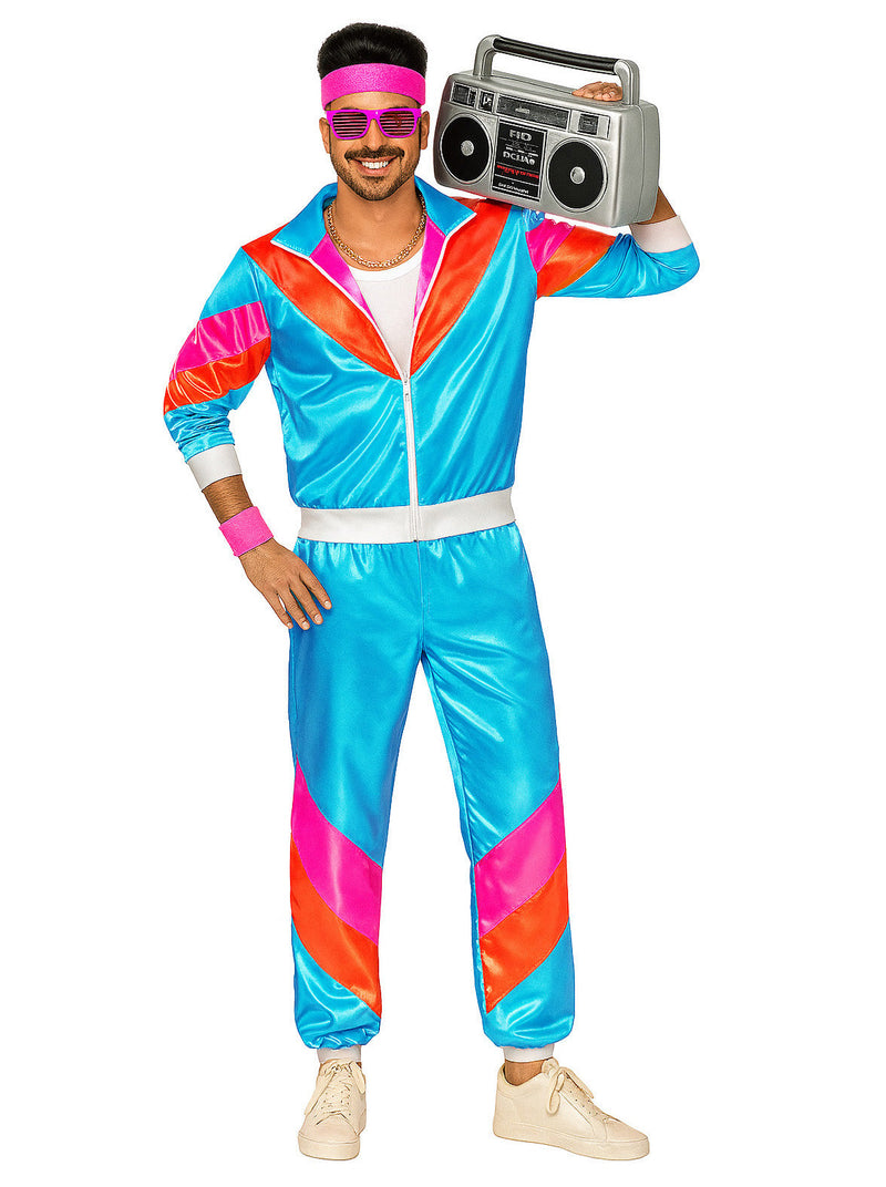 Mens 80s Shell Suit Costume - Retro Turquoise Tracksuit
