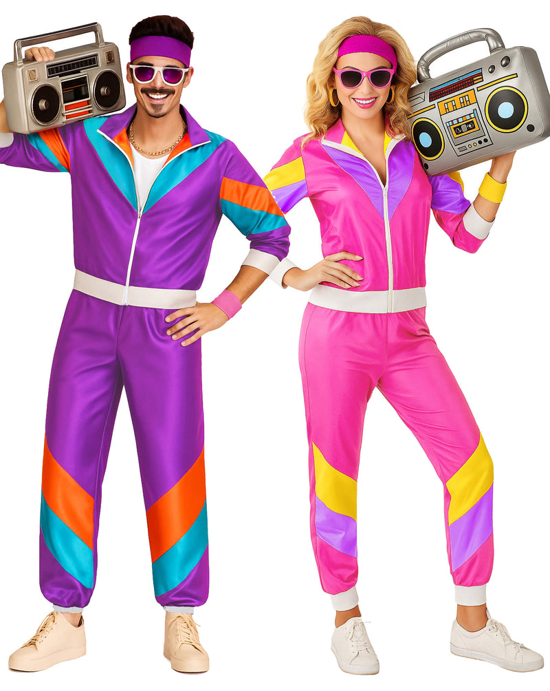 Adult 80s Shell Suit Couples Costume - Retro Tracksuit Set