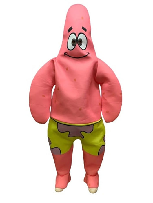 Kids pink starfish costume with oversized character hood and printed face