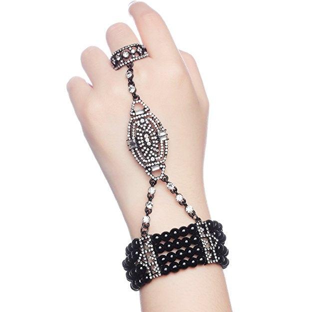 Black 1920s Vintage Bracelet Great Gatsby Flapper