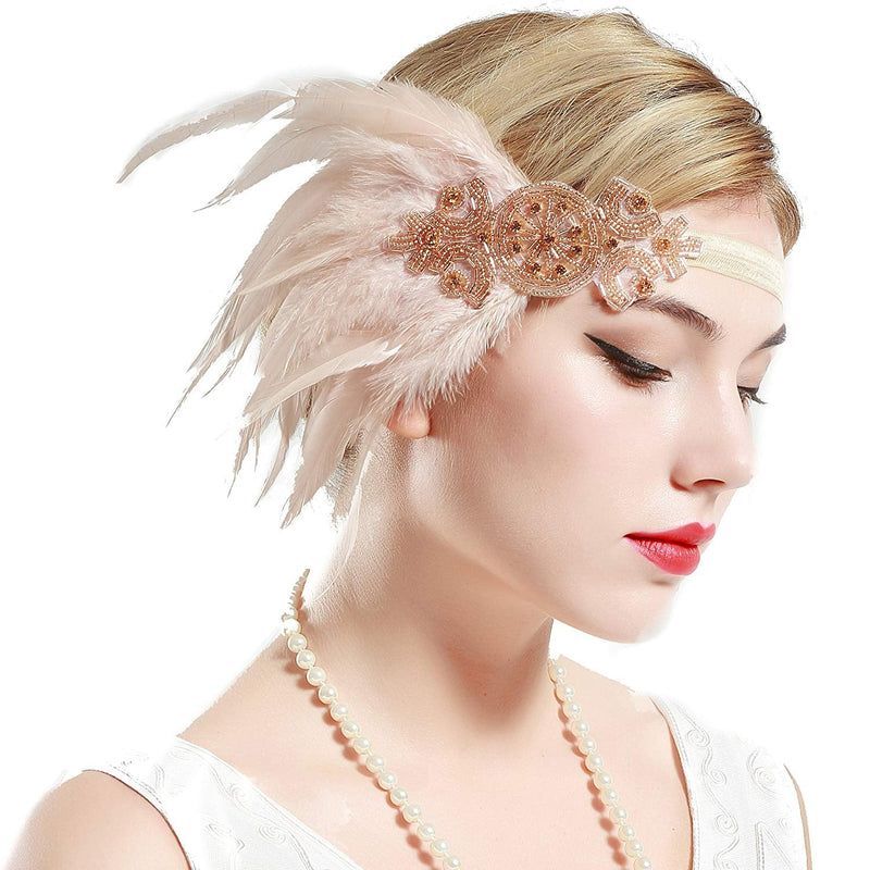 Adult 1920s Flapper Headband - Black Feather Gatsby Accessory