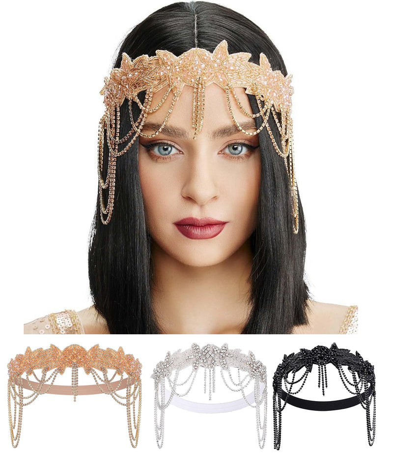Adult 1920s Gatsby Headband - Crystal Chain Flapper Headpiece