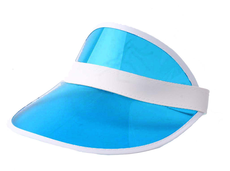 Adult 80s Neon Blue Visor - Retro Sports Casino Dealer Accessory