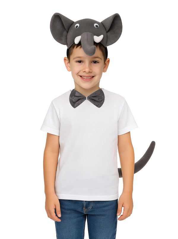 Kids Elephant Costume Accessory Set - Book Week Animal Headband Ears Tail