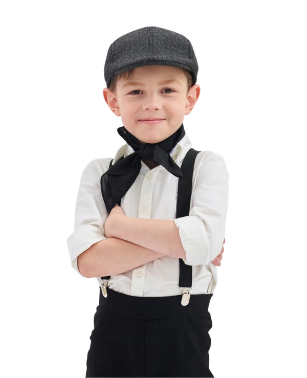 Black Victorian boy colonial boy costume cap hat