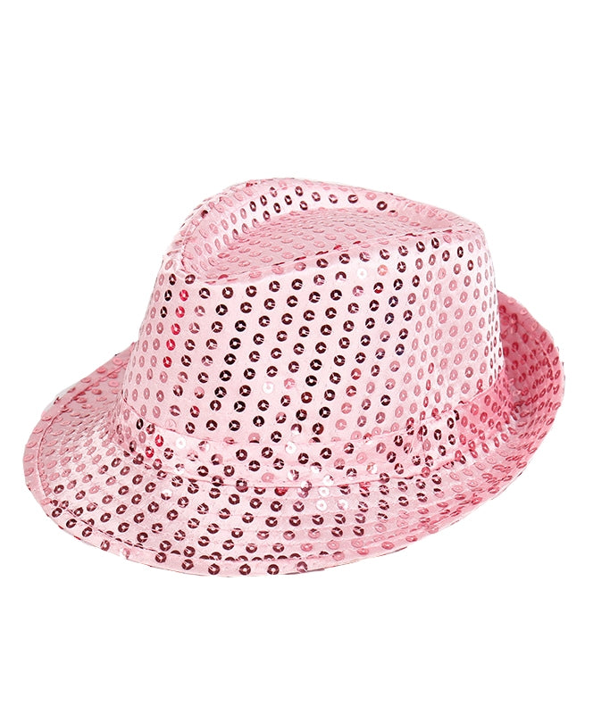 Kids Light-Up Sequin Fedora Hat - Pink LED Dance Party Accessory