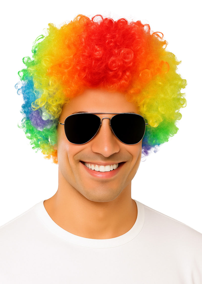 Adult Rainbow Afro Wig - Disco 70s Clown Costume Accessory