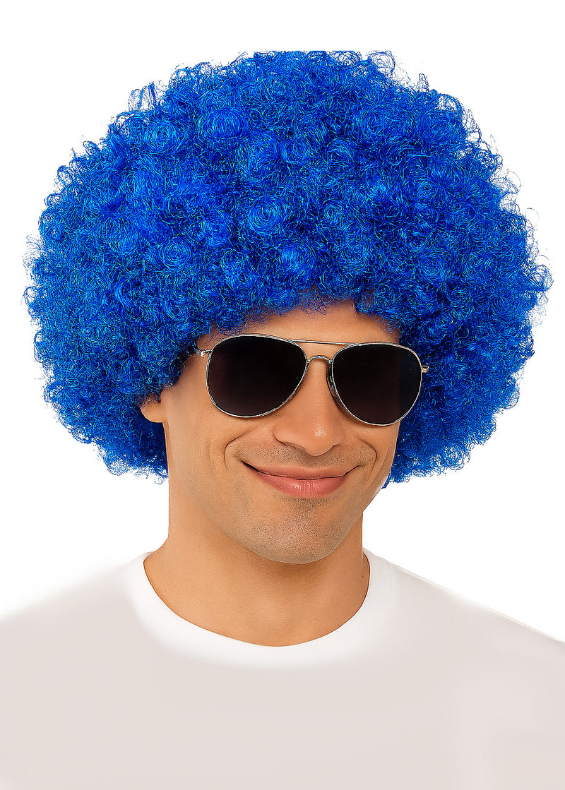 Adult Blue Afro Wig - 70s Disco Costume Accessory