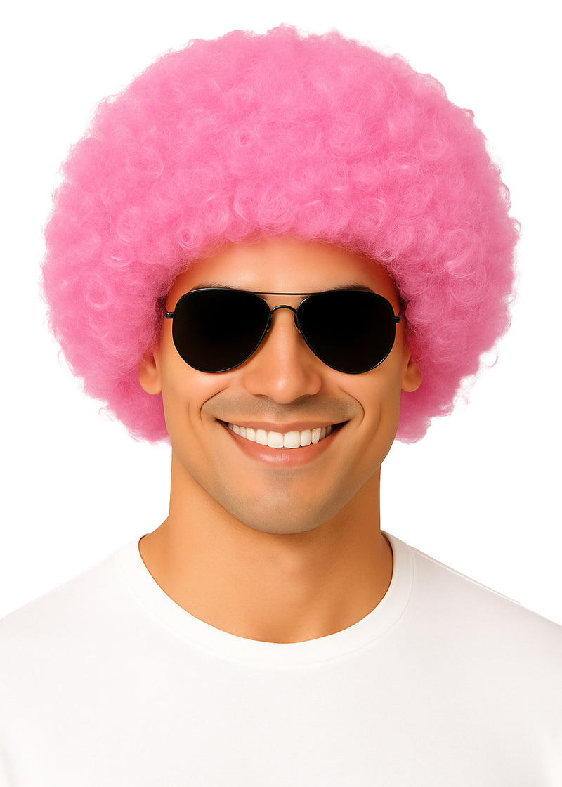 Adult Pink Afro Wig - 70s Disco Costume Accessory