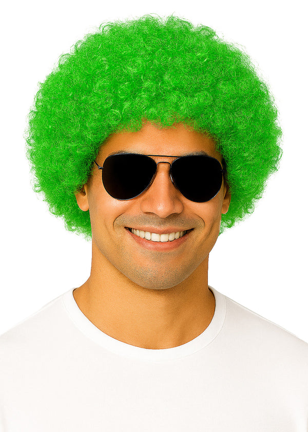 Adult Green Afro Wig - 70s Disco Retro Party Accessory