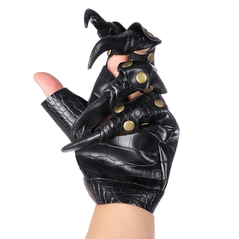 Adult Dragon Claw Gloves - Black Reptile Scale Gauntlet Costume Accessory