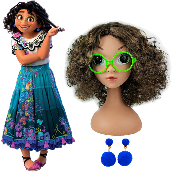 Kids Curly Wig & Glasses Set - Colombian Flower Girl Accessory Kit