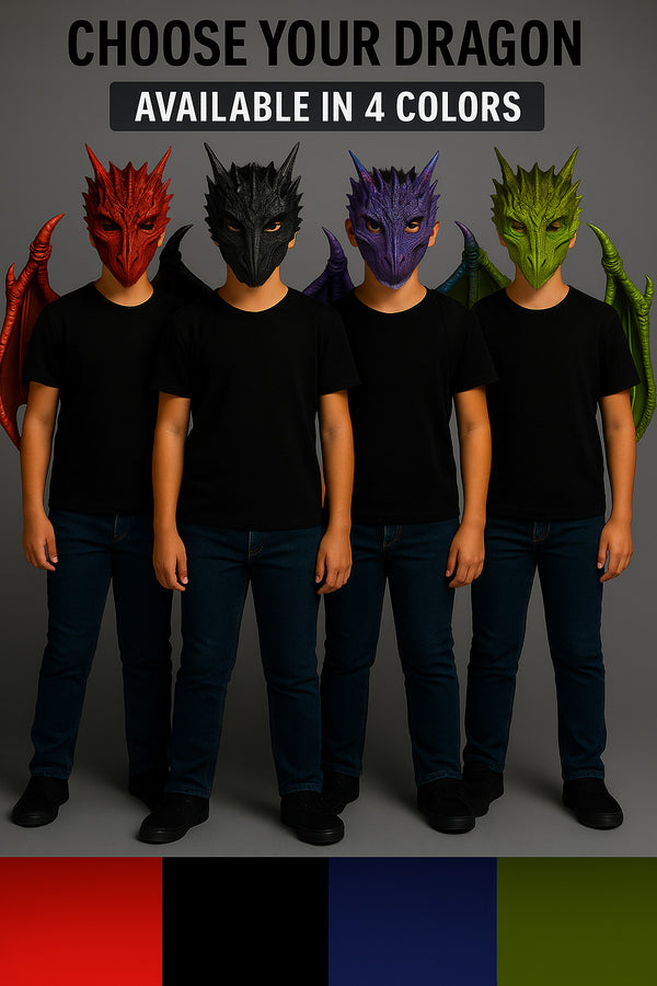 Kids Dragon Mask Wings and Tail Set - Fantasy Creature Costume Accessory