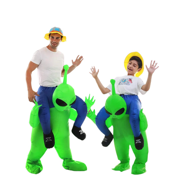 Kids Adult Green Alien Ride on Inflatable Costume